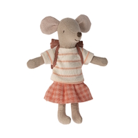 Maileg Tricycle Mouse Big Sister with Bag - Coral