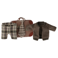 Maileg Jacket Pants & Tie in Suitcase - Grandpa Mouse