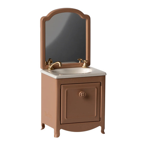 Maileg Miniature Sink Dresser & Mirror - Dark Powder