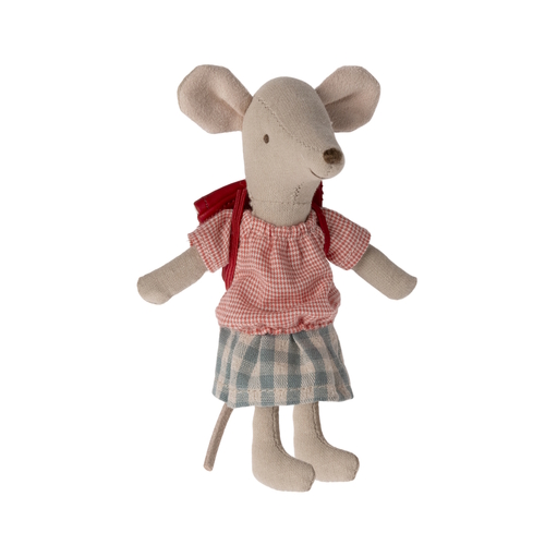 Maileg Tricycle Mouse Big Sister with Bag - Red